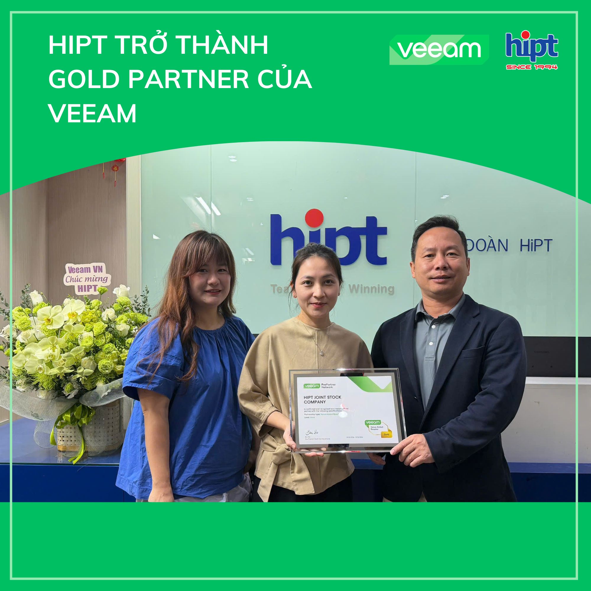HIPT CHÍNH THỨC TRỞ THÀNH GOLD PARTNER CỦA VEEAM.